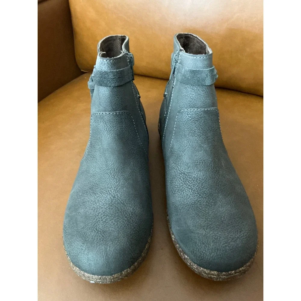 b.o.c. Addi Ankle Boots Womens 6.5 Dark Grey BC0031158 Zip Up Tie